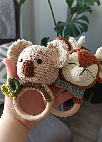 OiOi Renkli Örgü Koala Diş Kaşıyıcı ve Çıngırak