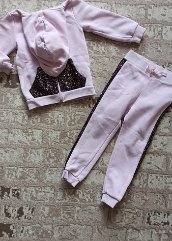 Pembe Payetli Bebek Kız Eşofman Takımı