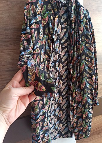 Bohem Tarz Çok Renkli Midi Kimono