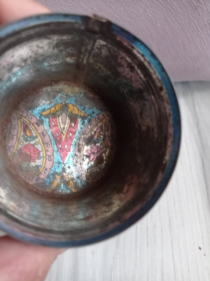 Koyu Mavi Çiçek Desenli Metal kutu - Görsel 3