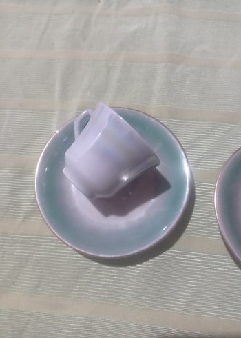 Beyaz yeşil İkili Fincan ve Tabak Seti - Görsel 3