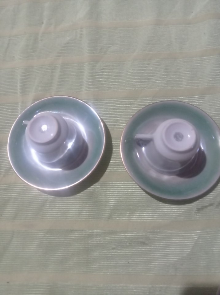 Beyaz yeşil İkili Fincan ve Tabak Seti - Görsel 2