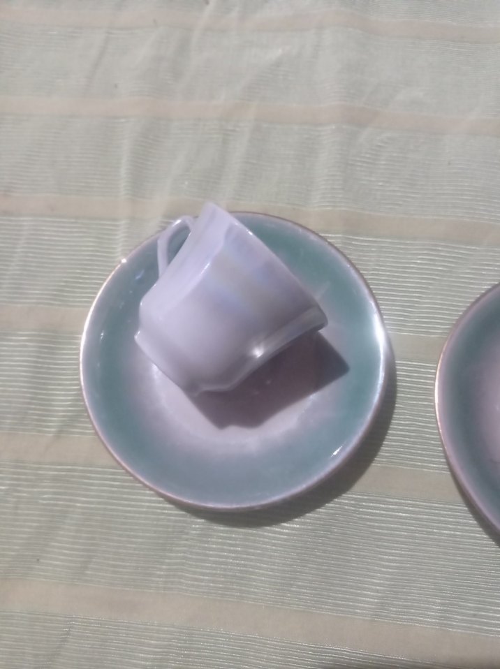 Beyaz yeşil İkili Fincan ve Tabak Seti - Görsel 3