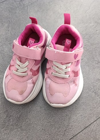 Diğer Kız Çocuk Pembe Bağcıklı Cırt Cırtlı ışıklı Spor Ayakkabı