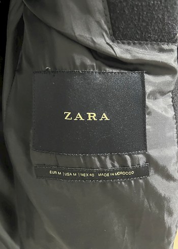 Zara Düğmeli Siyah Erkek Yün Kaban