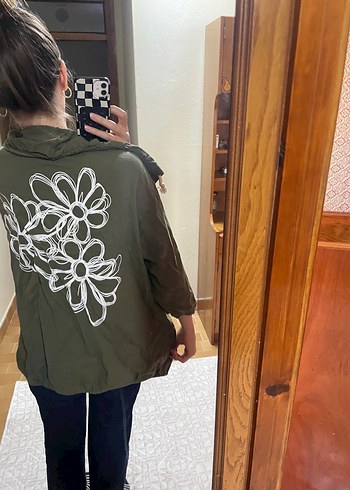 s Beden Kadın Haki Kamuflaj Salaş Midi Ceket