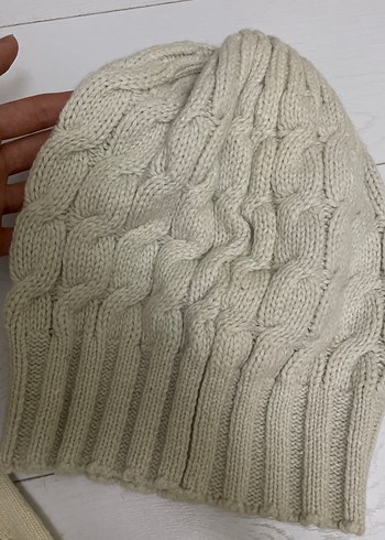 Beyaz şapka eldiven takım - Görsel 3