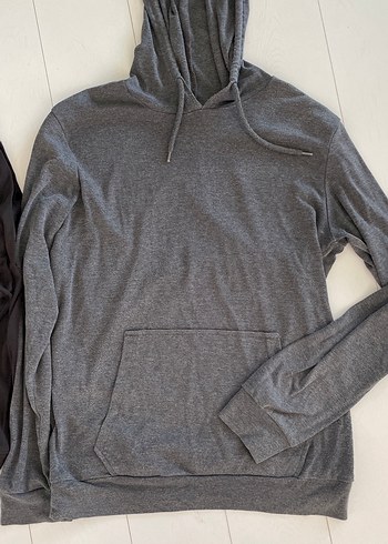s Beden gri Renk Gri Basic Kadın Sweatshirt Kapüşonlu ikili