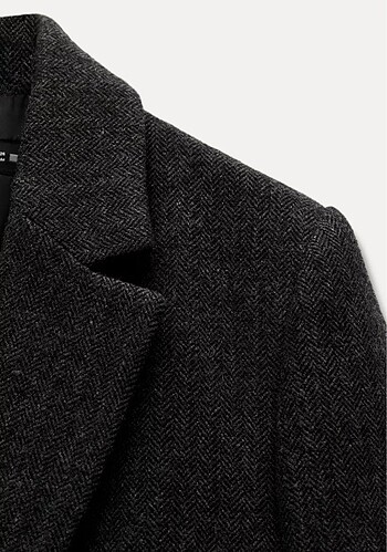 xs Beden gri Renk Zara Balıksırtı Yün Karışımlı Blazer