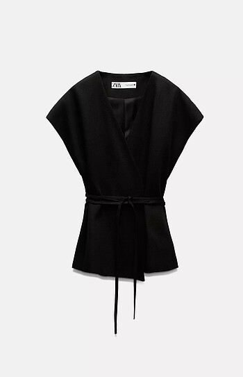 Zara Zara Keten Karışımlı Kruvaze Yelek