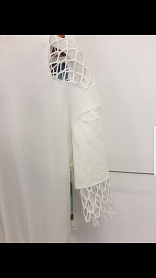 File detaylı beyaz bluz - Görsel 2