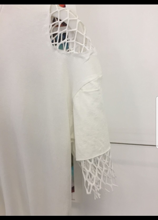 File detaylı beyaz bluz - Görsel 2