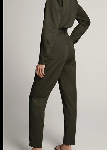 Massimo Dutti Haki Kemerli Uzun Kollu Tulum - Görsel 4