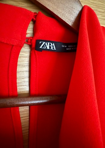 Kolsuz Drapeli Kırmızı Midi Elbise - Görsel 7