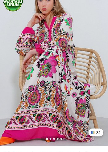 Bohem Desenli Uzun Kadın Elbise - Görsel 5