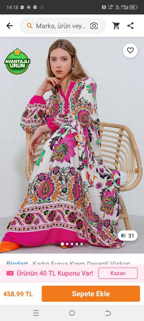 Bohem Desenli Uzun Kadın Elbise - Görsel 5