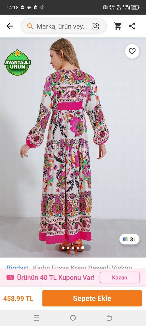 Bohem Desenli Uzun Kadın Elbise - Görsel 3