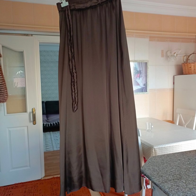 Kahverengi Drapeli Uzun Kadın takım - Görsel 5