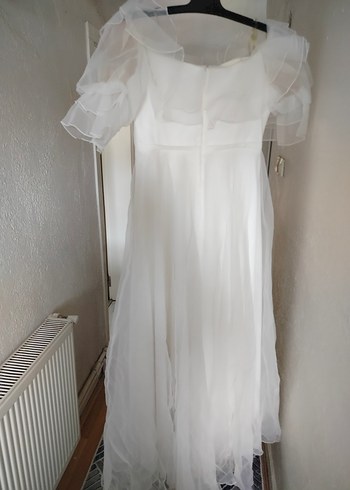 44 Beden beyaz Renk Beyaz Straplez Vintage Gelinlik
