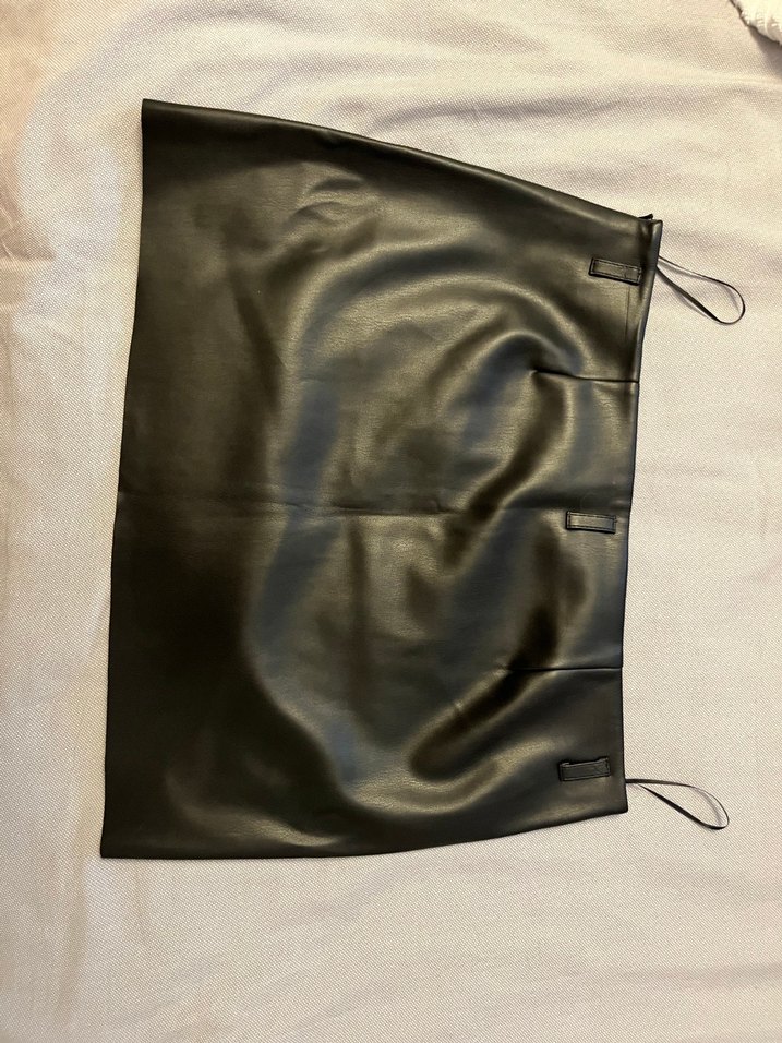 Siyah Deri mini etek - Görsel 2