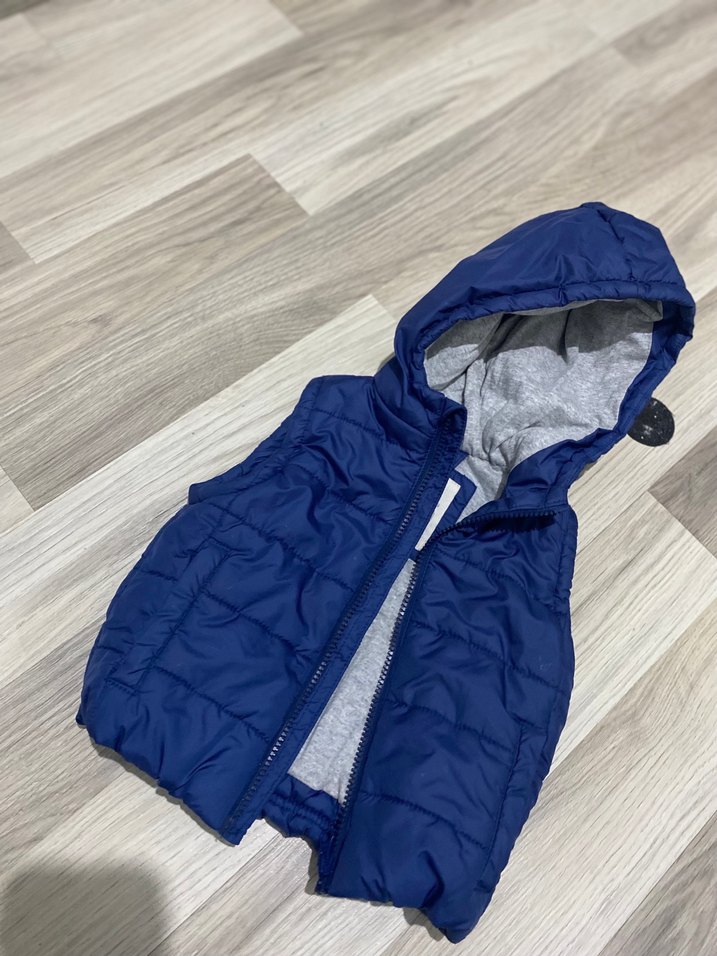 Kapüşonlu Mavi Erkek Çocuk Yeleği - Görsel 4