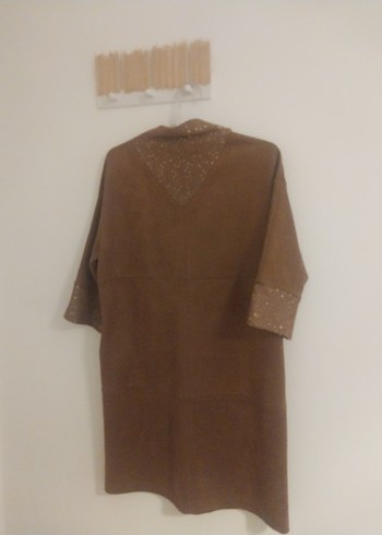 Kahverengi Süet görünümlü Batik elbise