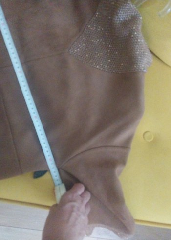 40 Beden kahverengi Renk Kahverengi Süet görünümlü Batik elbise