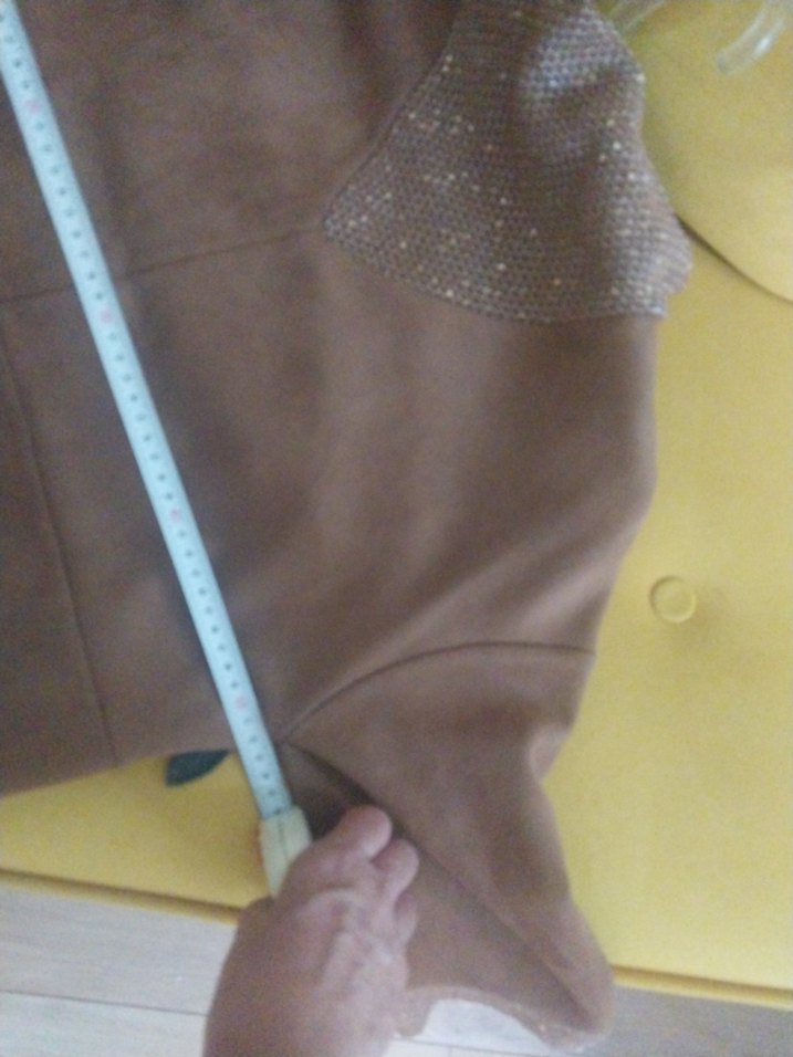 Kahverengi Süet görünümlü Batik elbise - Görsel 4