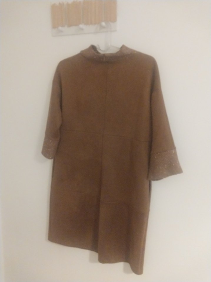 Kahverengi Süet görünümlü Batik elbise - Görsel 2