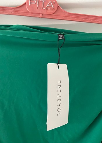 Drapeli zümrüt Yeşil bluz - Görsel 2