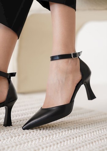 Klasik Siyah Tokalı Stiletto Topuklu Ayakkabı - Görsel 2