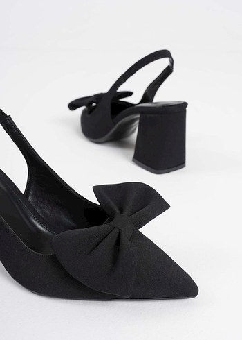 Siyah Fiyonklu Blok Topuk Kadın Ayakkabı - Görsel 2