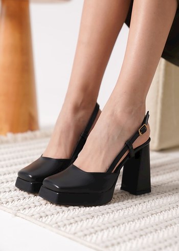 Siyah Tokalı Platform Topuklu Kadın Ayakkabı - Görsel 2