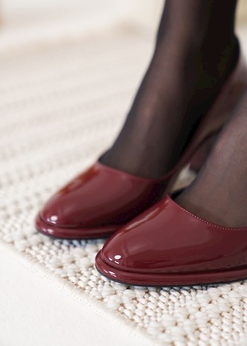 Bordo Parlak Stiletto Kadın Klasik Ayakkabı - Görsel 2