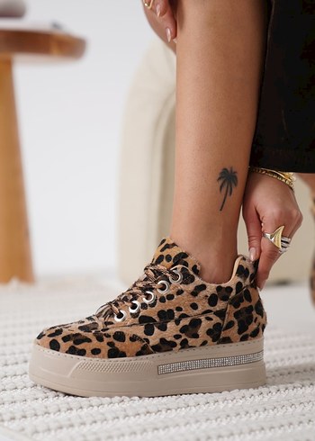 Leopar Desenli Gizli Topuk Kadın Platform Spor Ayakkabı - Görsel 6