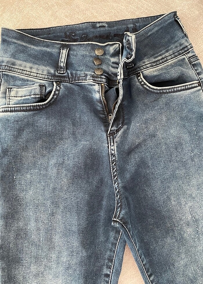 Likralı lacivert jean - Görsel 3