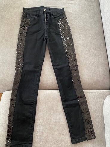 Siyah payetli jean - Görsel 3