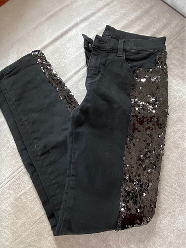 Siyah payetli jean - Görsel 2