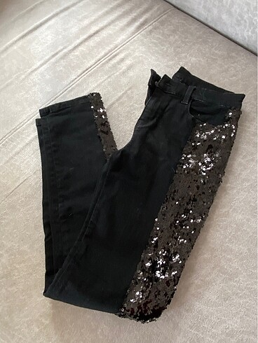 Siyah payetli jean - Görsel 4