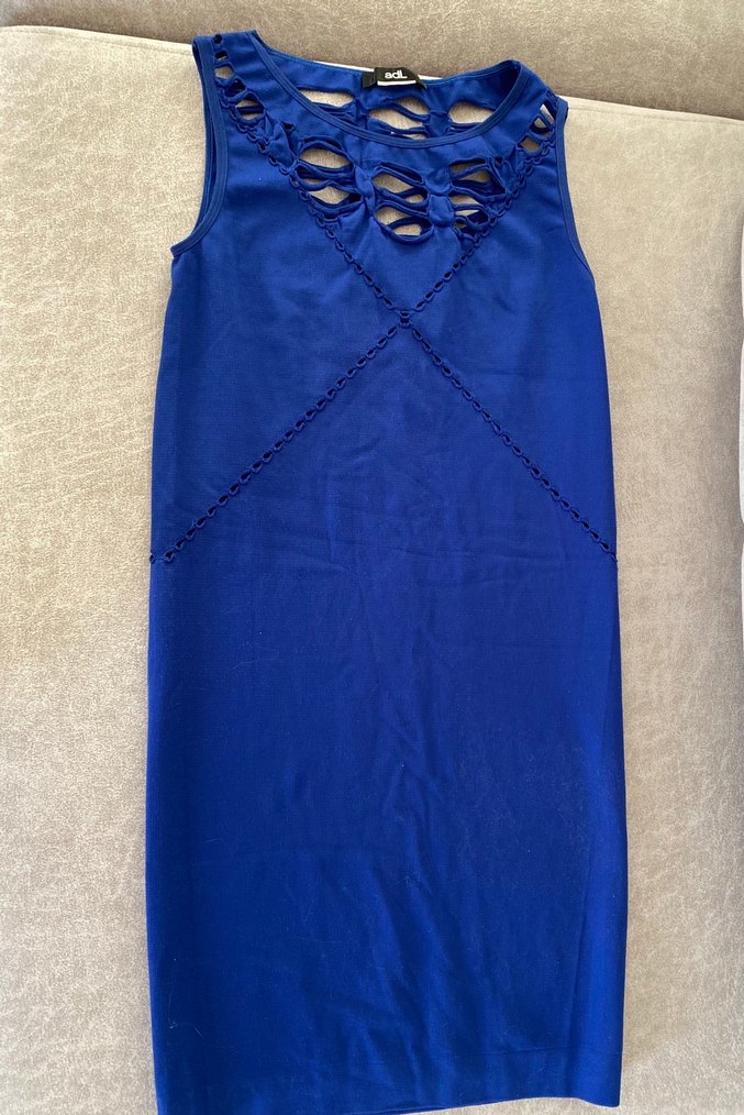 Drapeli Kolsuz Lacivert Uzun Elbise - Görsel 3