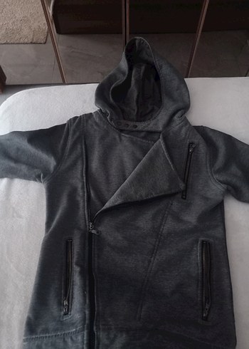 Gri Erkek Çocuk Kapüşonlu Sweatshirt - Görsel 4