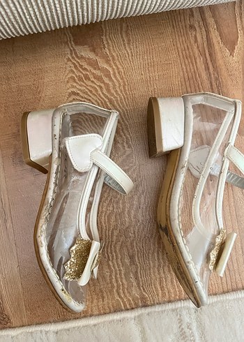 Kız Çocuk 28 no Beyaz Fiyonk Detaylı topuklu Babet - Görsel 4