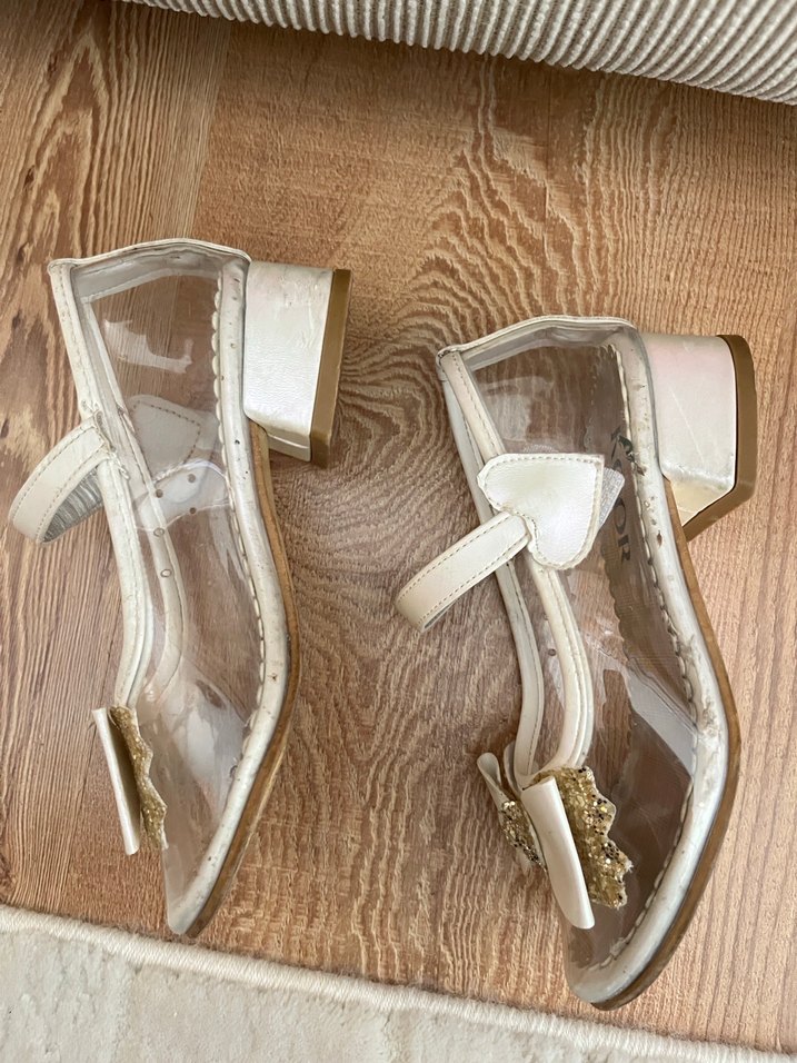 Kız Çocuk 28 no Beyaz Fiyonk Detaylı topuklu Babet - Görsel 3