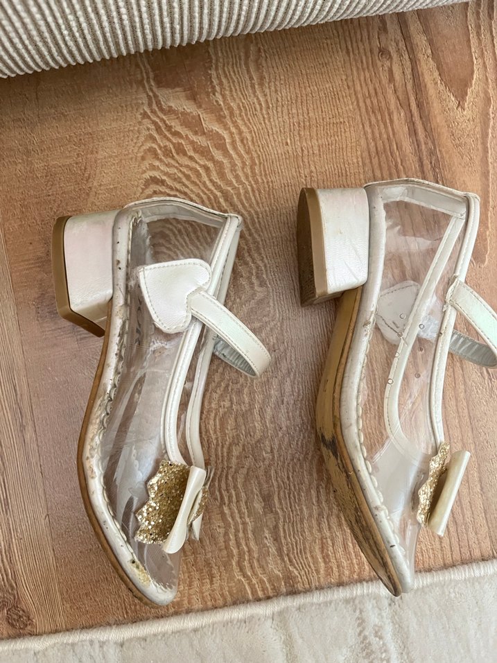 Kız Çocuk 28 no Beyaz Fiyonk Detaylı topuklu Babet - Görsel 4