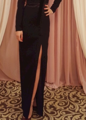 36 Beden siyah Renk Siyah Uzun Kadın gece Elbisesi