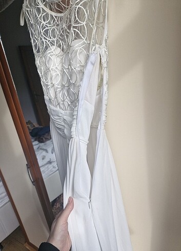 Beyaz mezuniyet nişan elbisesi - Görsel 5