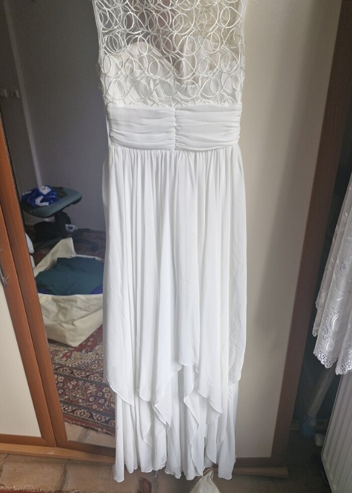 Beyaz mezuniyet nişan elbisesi - Görsel 2