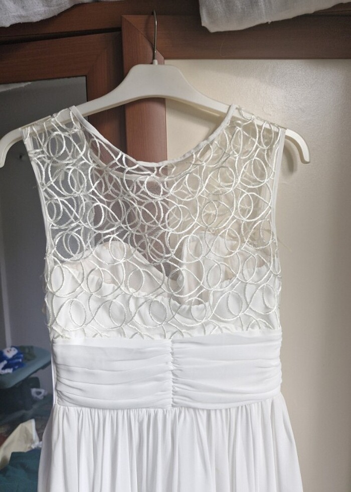 Beyaz mezuniyet nişan elbisesi - Görsel 4