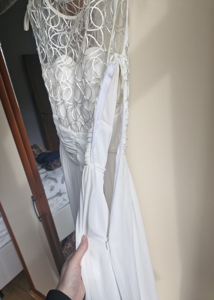 Beyaz mezuniyet nişan elbisesi - Görsel 5