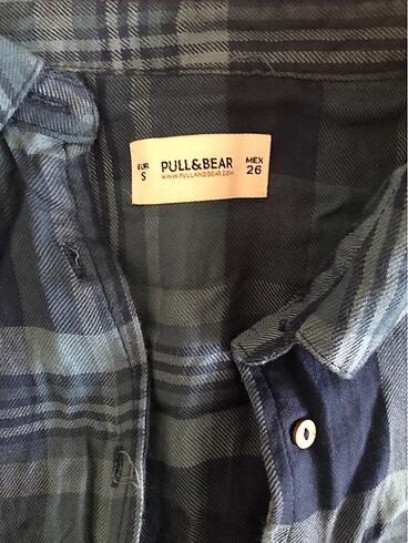 s Beden pull&bear crop bağcıklı mavi gömlek